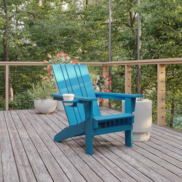 Flash Furniture Blue Adirondack Patio Chair with Cupholder LE-HMP-1045-10-BL-GG - main